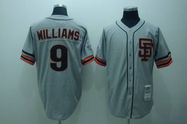 Mitchell and Ness Giants #9 Matt Williams Stitched Grey Throwback MLB Jersey - Click Image to Close